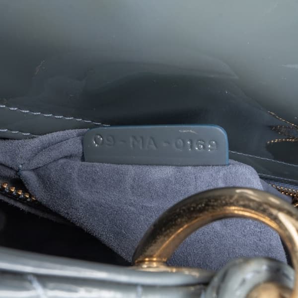 Pre-owned Dior Small Patent Cannage Lady Dior Blue