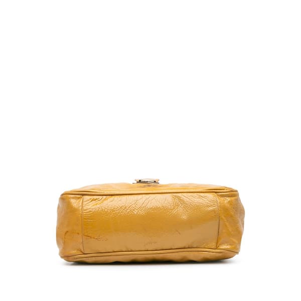 Pre-owned Fendi Patent Leather Push Lock Satchel Yellow