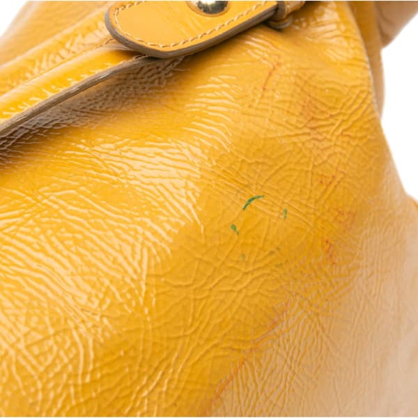 Pre-owned Fendi Patent Leather Push Lock Satchel Yellow
