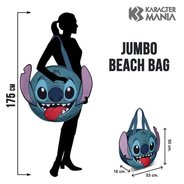 Jumbo Strandväska - Lilo och Stitch Ansikte - Blå - KARACTERMANIA - Syntetisk - Segelduk