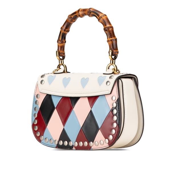 Pre-owned Gucci Calfskin Lovelight Bamboo Top Handle Bag Multi