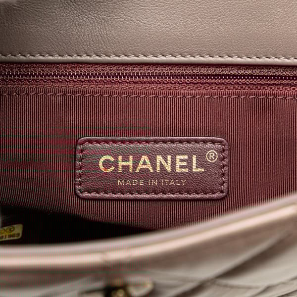 Pre-owned Chanel Quilted Glazed Calfskin Gold Bar Tote Brown