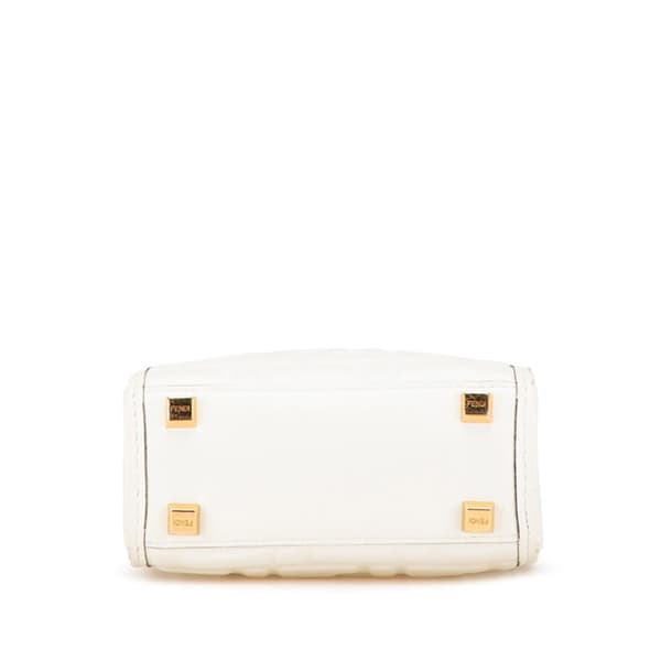 Pre-owned Fendi Mini Zucca Embossed Leather Sunshine Shopper Tote White