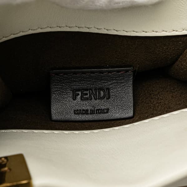 Pre-owned Fendi Mini Zucca Embossed Leather Sunshine Shopper Tote White