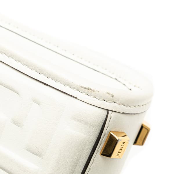 Pre-owned Fendi Mini Zucca Embossed Leather Sunshine Shopper Tote White