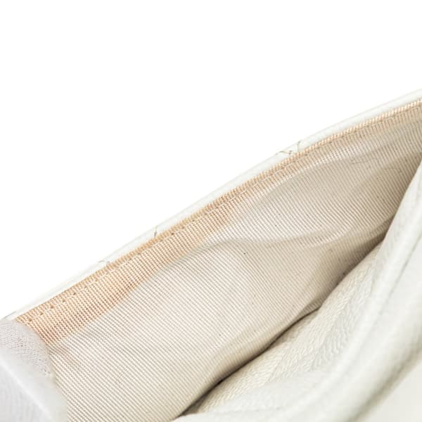 Pre-owned Chanel CC Quilted Caviar Bowling Bag White