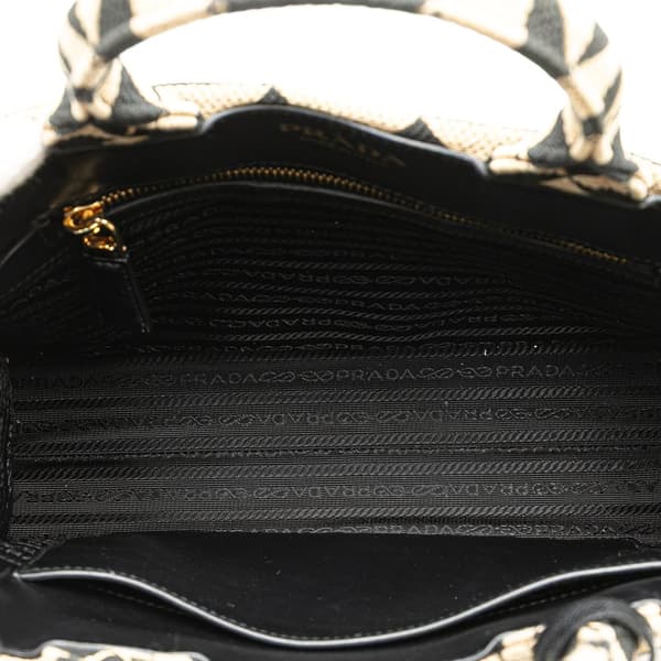 Pre-owned Prada Small Canvas Symbole Triangolo Satchel Brown