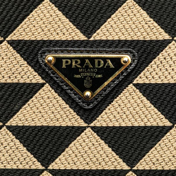 Pre-owned Prada Small Canvas Symbole Triangolo Satchel Brown