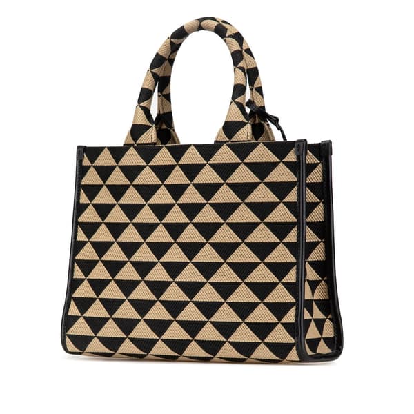 Pre-owned Prada Small Canvas Symbole Triangolo Satchel Brown