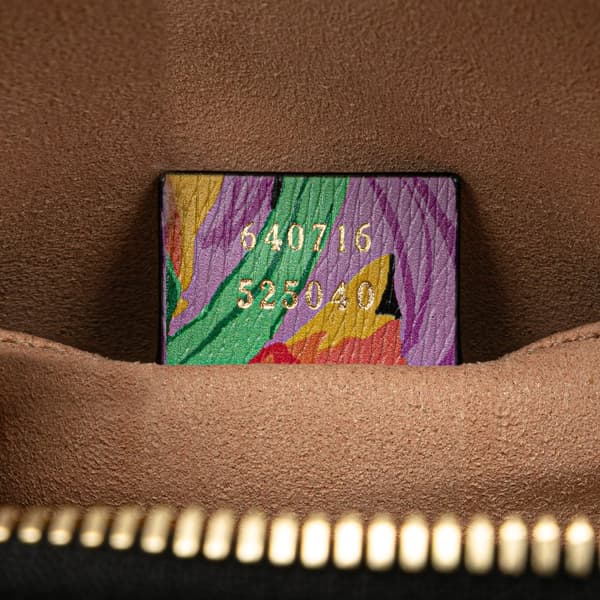 Pre-owned Gucci Ken Scoot New Shangai Mini Calfskin Jenny Floral Print Horsebit 1955 Top Handle Bag Black
