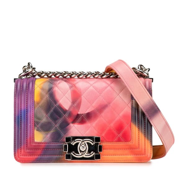 Pre-owned Chanel Small Lambskin Flower Power Boy Flap Multi