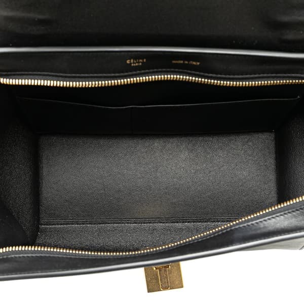 Pre-owned Celine Small Tricolor Leather Trapeze Satchel Black