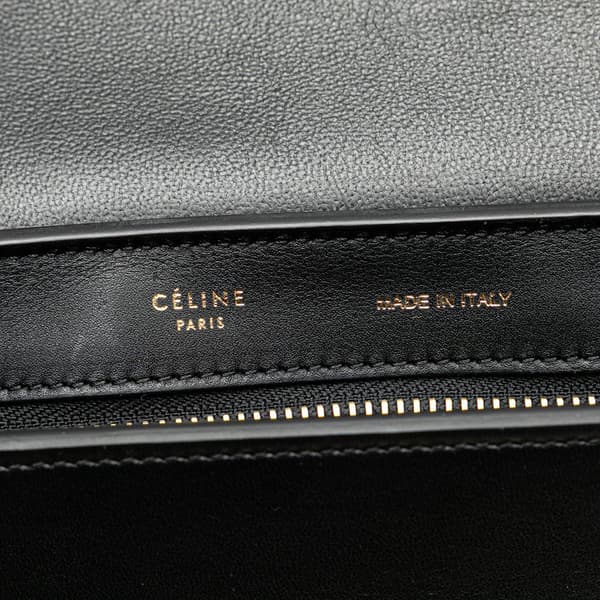Pre-owned Celine Small Tricolor Leather Trapeze Satchel Black