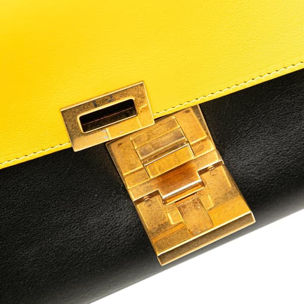 Pre-owned Celine Small Tricolor Leather Trapeze Satchel Black