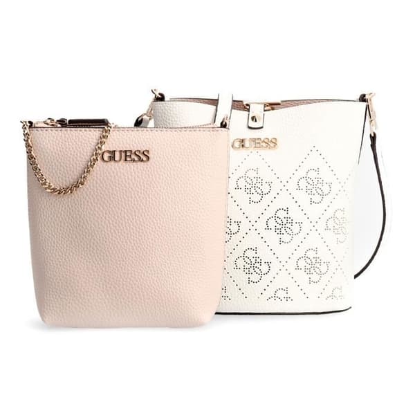 GUESS Amara Kasinta Bucket Bag Vit [179674] - axelväska bandouliär väska