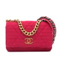 Miniatyrbild 1 av 10: Pre-owned Chanel Tweed 19 Wallet On Chain Pink
