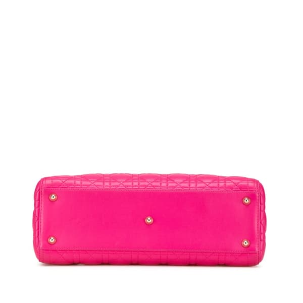 Pre-owned Dior Large Lambskin Cannage Lady Dior Pink