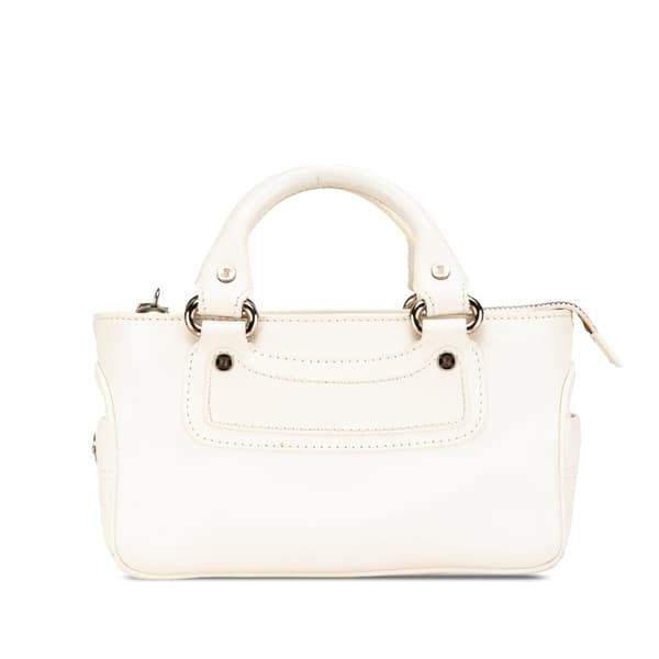 Pre-owned Celine Mini Leather Boogie Handbag White