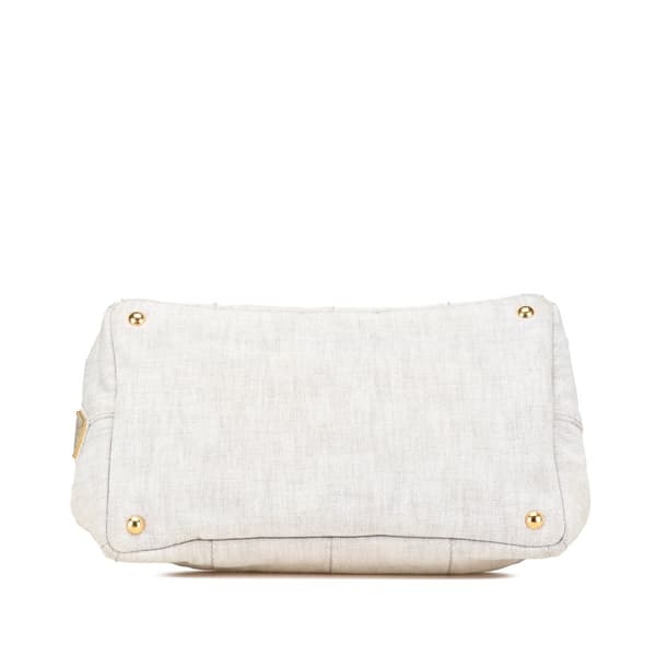 Pre-owned Prada Denim Canapa Logo Satchel Gray