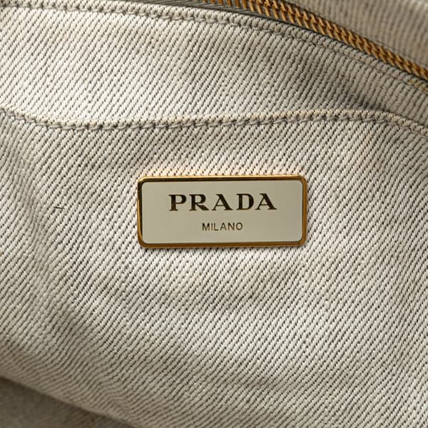 Pre-owned Prada Denim Canapa Logo Satchel Gray