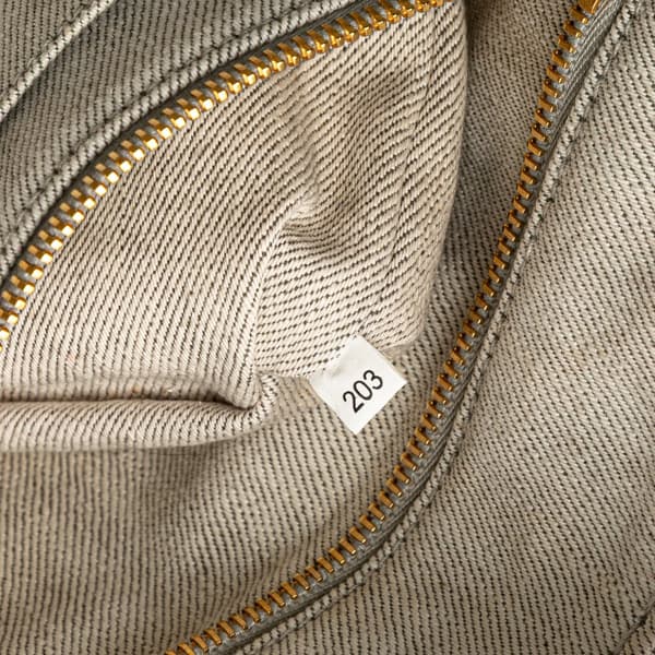 Pre-owned Prada Denim Canapa Logo Satchel Gray