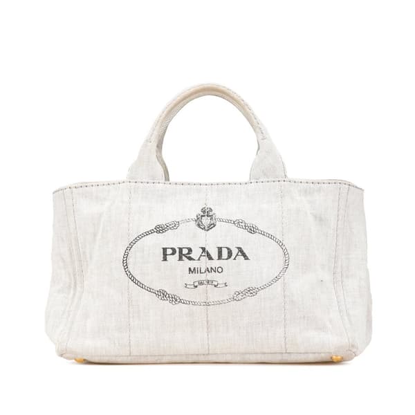 Pre-owned Prada Denim Canapa Logo Satchel Gray