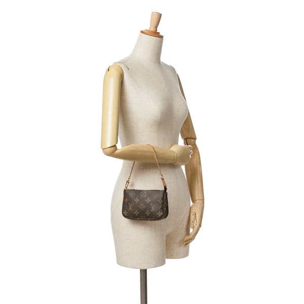 Pre-owned Louis Vuitton Monogram Mini Pochette Accessoires Brown