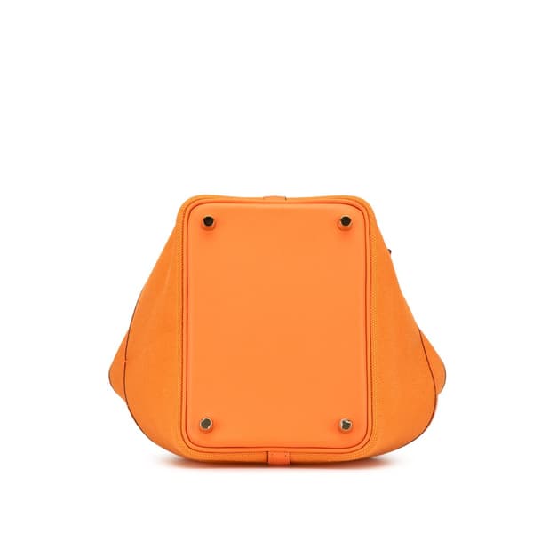 Pre-owned Hermès Toile Goeland and Swift Cargo Picotin Lock 18 Orange