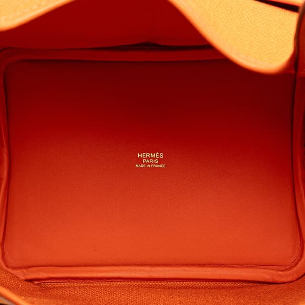 Pre-owned Hermès Toile Goeland and Swift Cargo Picotin Lock 18 Orange