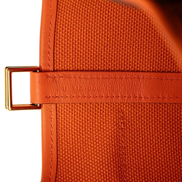 Pre-owned Hermès Toile Goeland and Swift Cargo Picotin Lock 18 Orange