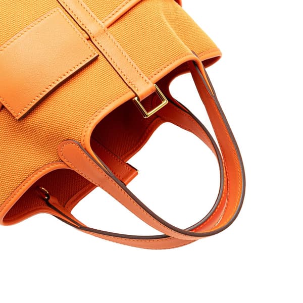 Pre-owned Hermès Toile Goeland and Swift Cargo Picotin Lock 18 Orange