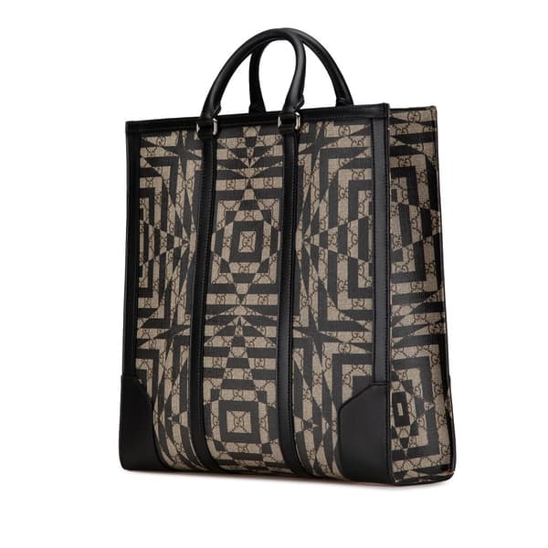 Pre-owned Gucci GG Supreme Caleido Vertical Tote Brown