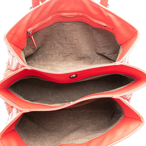 Pre-owned Bottega Veneta Small Intrecciato Roma Red