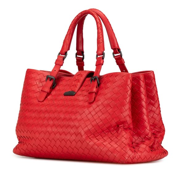 Pre-owned Bottega Veneta Small Intrecciato Roma Red