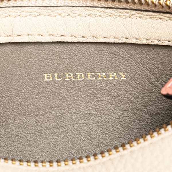 Pre-owned Burberry Leather The Barrel Satchel White