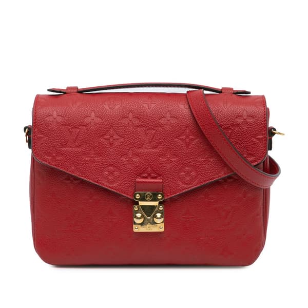 Pre-owned Louis Vuitton Monogram Empreinte Pochette Metis Red