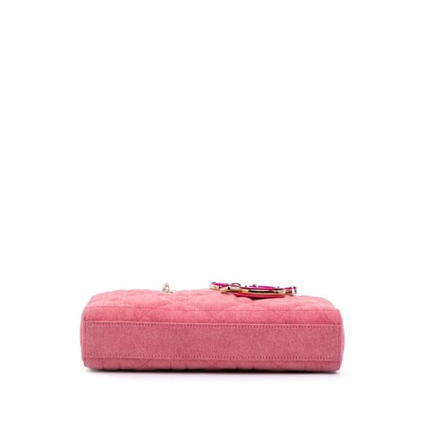 Pre-owned Dior Medium Denim Macrocannage Lady D Joy Pink