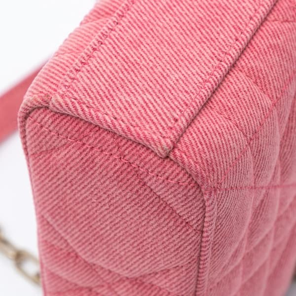 Pre-owned Dior Medium Denim Macrocannage Lady D Joy Pink