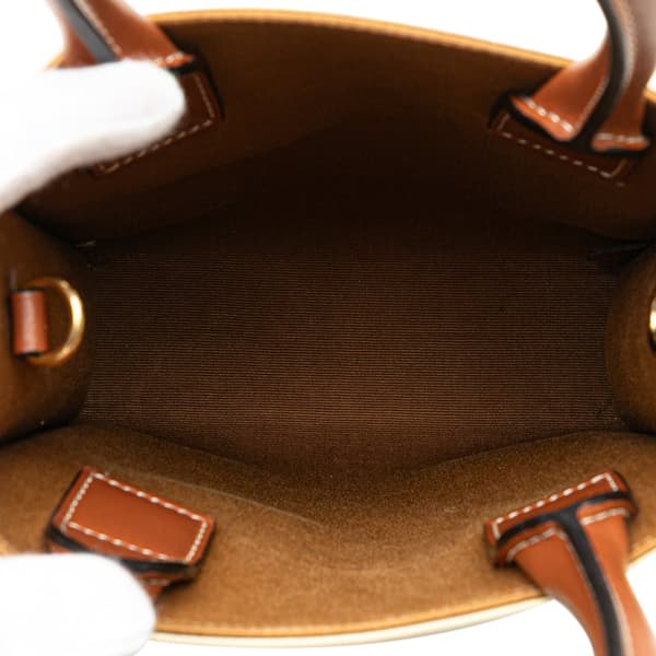 Pre-owned Celine Mini Triomphe Coated Canvas Vertical Cabas Satchel White
