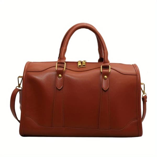 Elegant vintage Boston taske, aftagelig rem, sikker lynlås,Brun