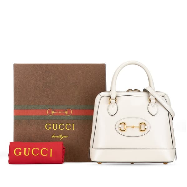 Pre-owned Gucci Small Leather Horsebit 1955 Satchel White