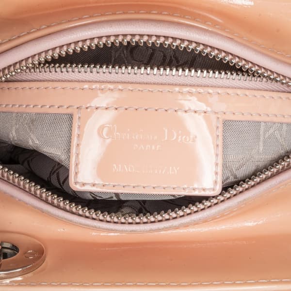 Pre-owned Dior Medium Patent Cannage Lady Dior Brown