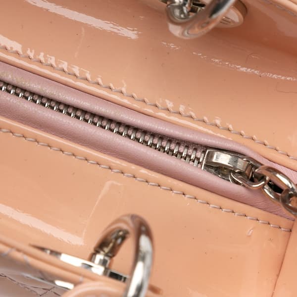 Pre-owned Dior Medium Patent Cannage Lady Dior Brown