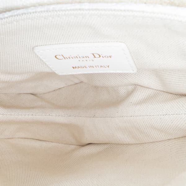 Pre-owned Dior Mini Oblique Canvas Saddle Bag White