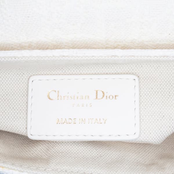 Pre-owned Dior Mini Oblique Canvas Saddle Bag White