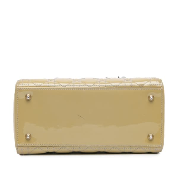 Pre-owned Dior Medium Patent Cannage Lady Dior Brown