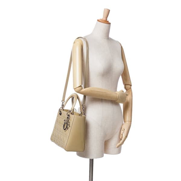 Pre-owned Dior Medium Patent Cannage Lady Dior Brown