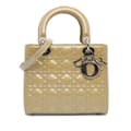 Miniatyrbild 1 av 10: Pre-owned Dior Medium Patent Cannage Lady Dior Brown