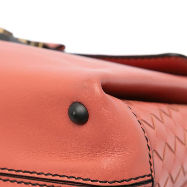 Pre-owned Bottega Veneta Small Nappa Intrecciato Piazza Satchel Orange