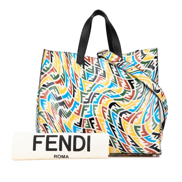 Pre-owned Fendi Sarah Coleman Leather Vertigo Shopper Tote White